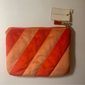 Paper Source orange and red striped pencil case pouch